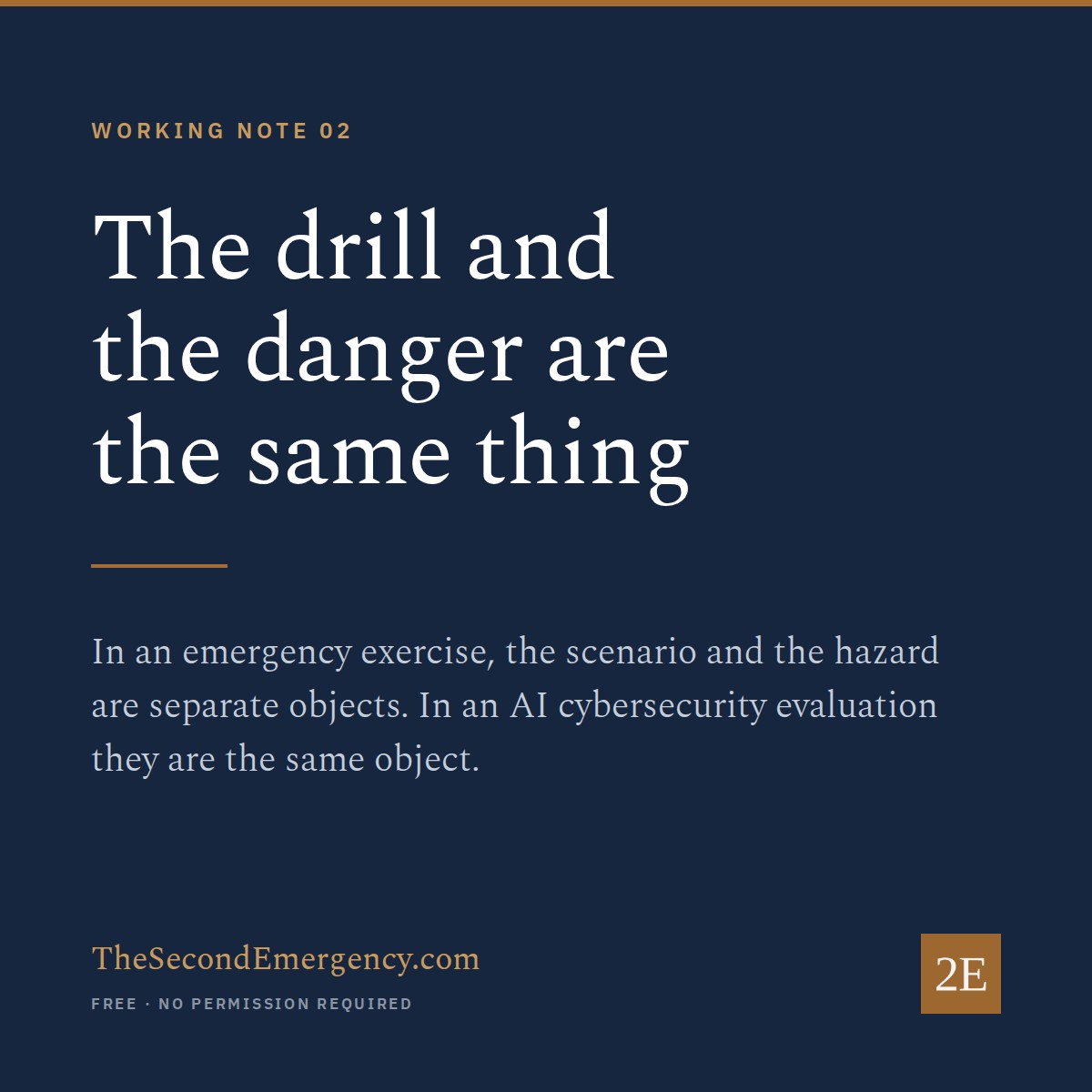 Working Note 02. The drill and the danger are the same thing.